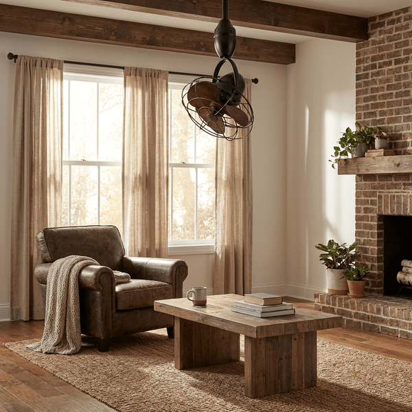 walnut cage ceiling fan pivoting head