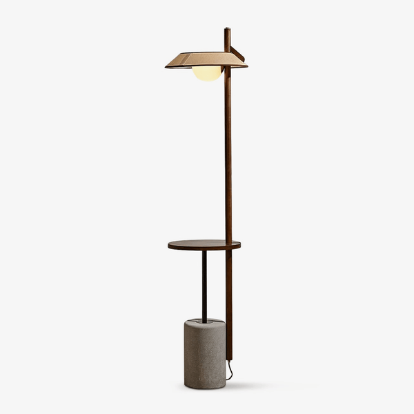 walnut cement shelf floor lamp