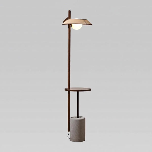 walnut cement shelf floor lamp