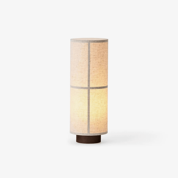 walnut fabric cylinder rechargeable table lamp