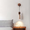 walnut yellow travertine cylinder wall sconce