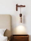 walnut yellow travertine cylinder wall sconce