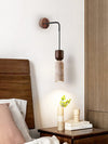 walnut yellow travertine cylinder wall sconce