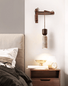 walnut yellow travertine cylinder wall sconce