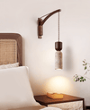 walnut yellow travertine cylinder wall sconce