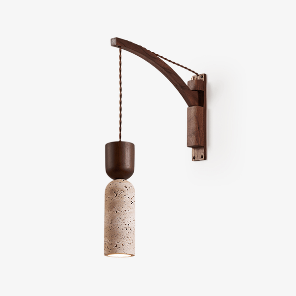 walnut yellow travertine cylinder wall sconce