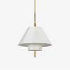 white fabric brass layered pendant light