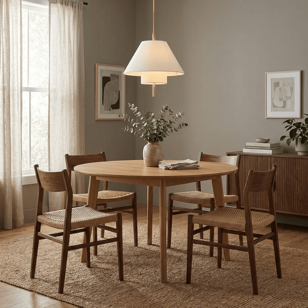 white fabric brass layered pendant light