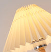 white linen pleated fabric wood wall sconce