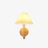 white linen pleated fabric wood wall sconce
