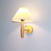 white linen pleated fabric wood wall sconce
