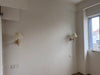 white linen pleated fabric wood wall sconce