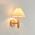 white linen pleated fabric wood wall sconce