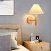 white linen pleated fabric wood wall sconce