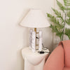 white marble column silk table lamp