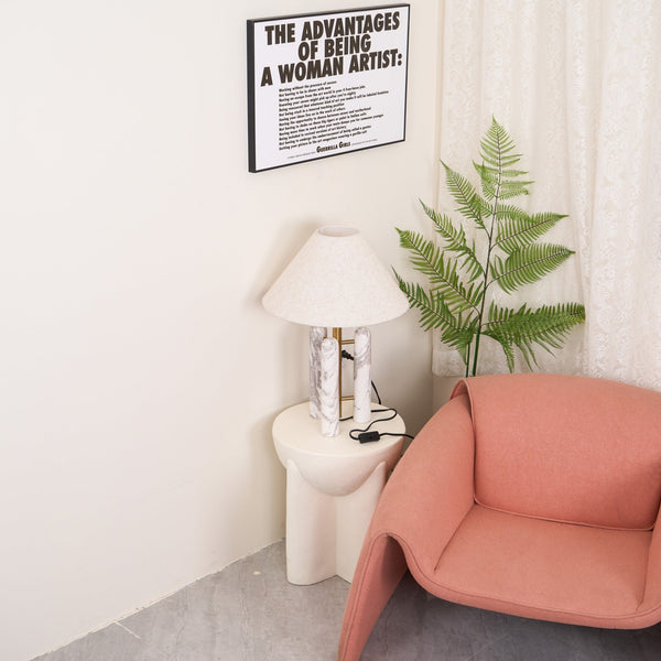 white marble column silk table lamp