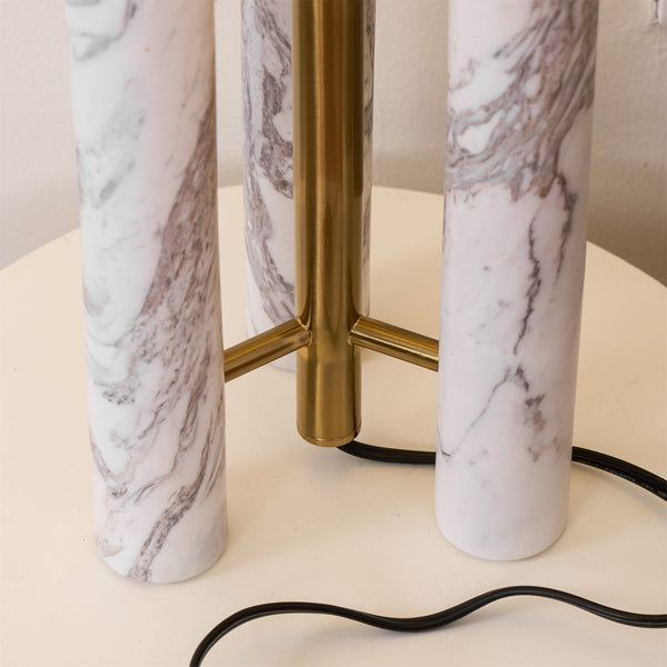 white marble column silk table lamp