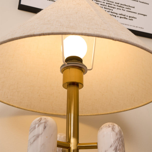 white marble column silk table lamp