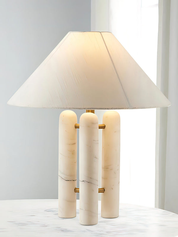 white marble column silk table lamp