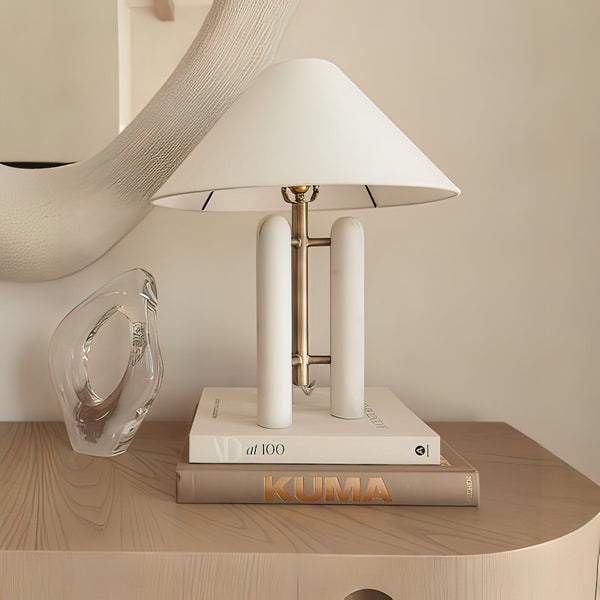 white marble column silk table lamp