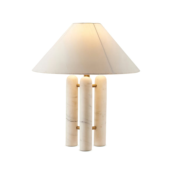 white marble column silk table lamp