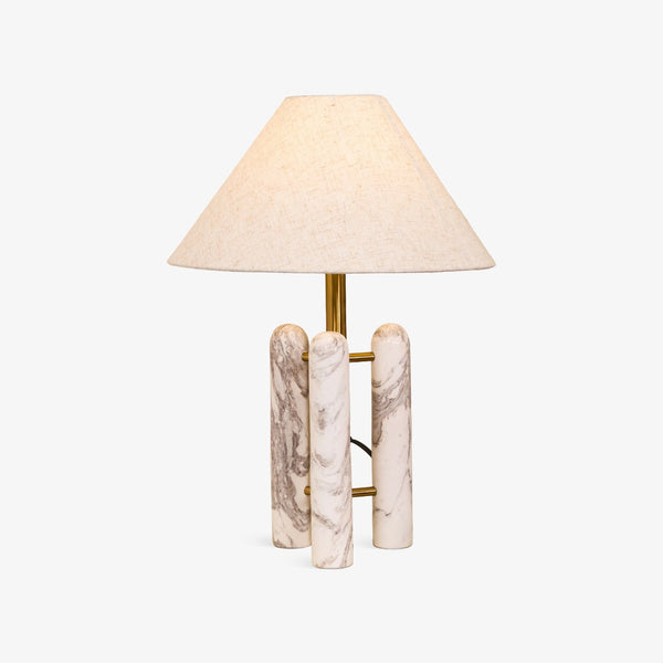 white marble column silk table lamp