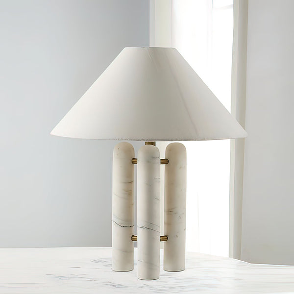 white marble column silk table lamp