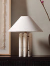white marble column silk table lamp
