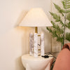 white marble column silk table lamp