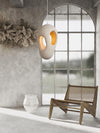 white polystyrene double shell pendant light dining room bedroom