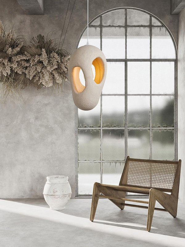 white polystyrene double shell pendant light dining room bedroom