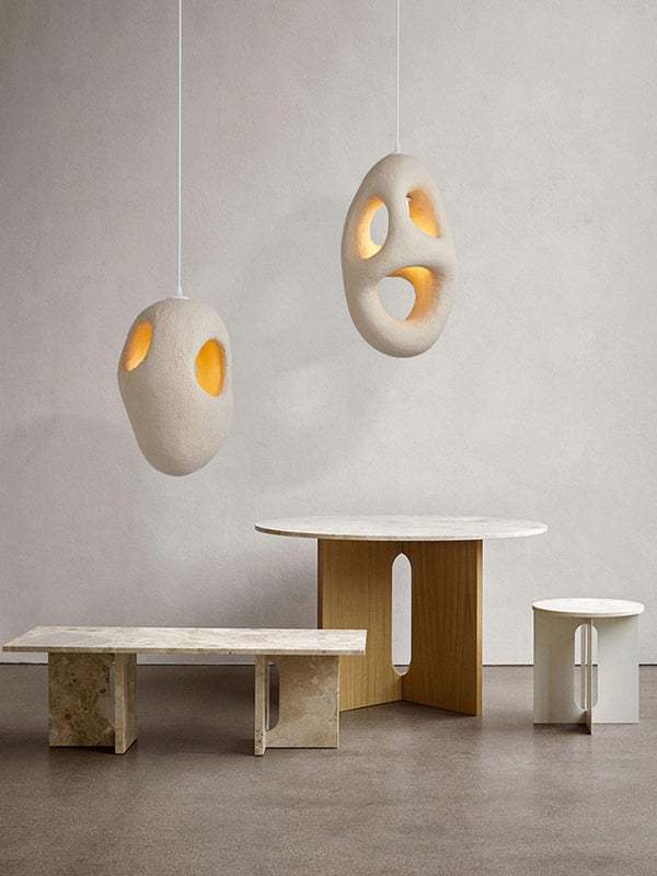 white polystyrene double shell pendant light dining room bedroom