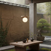 white travertine disk pendant light