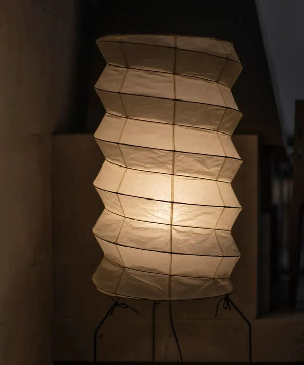white washi paper origami floor lamp