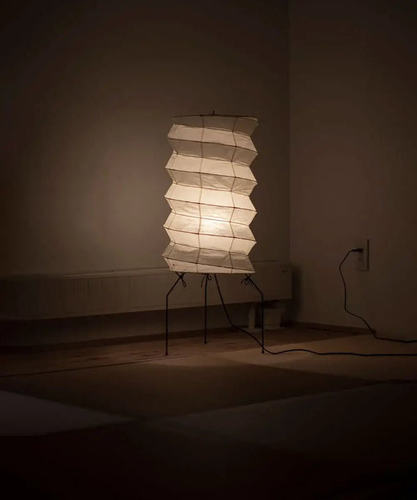 white washi paper origami floor lamp
