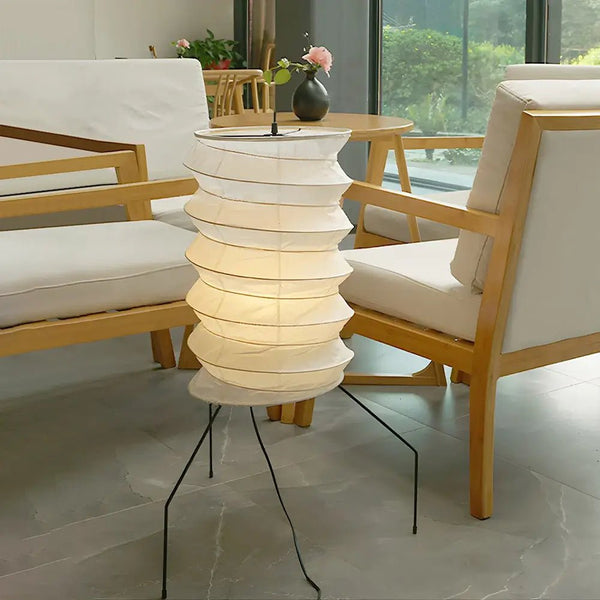 white washi paper origami floor lamp