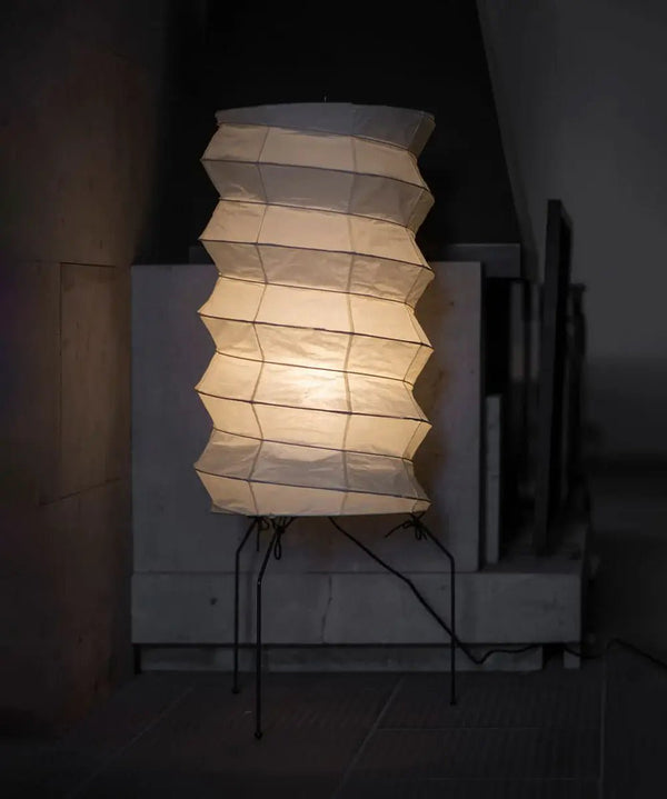 white washi paper origami floor lamp