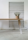 wood blown glass table lamp