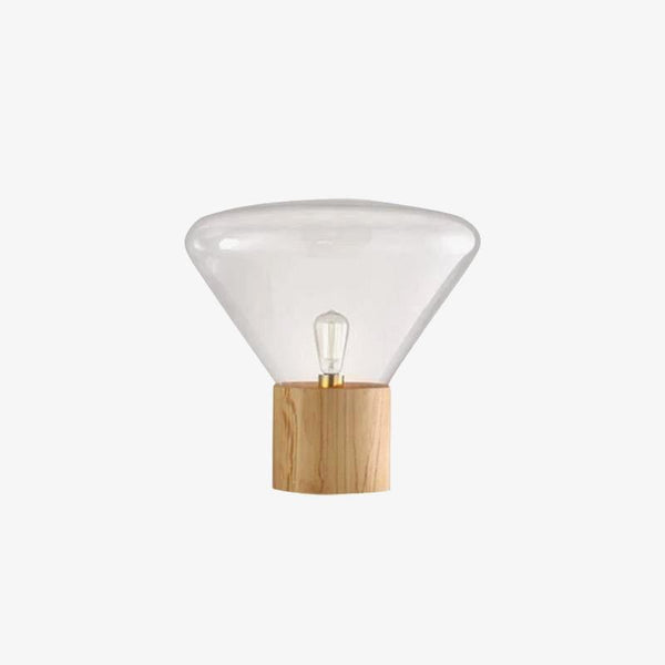 wood blown glass table lamp