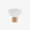 wood blown glass table lamp