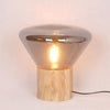 wood blown glass table lamp