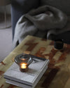 wood blown glass table lamp