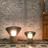 wood blown glass table lamp