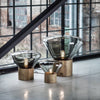 wood blown glass table lamp