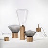wood blown glass table lamp