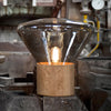 wood blown glass table lamp