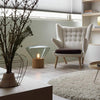 wood blown glass table lamp
