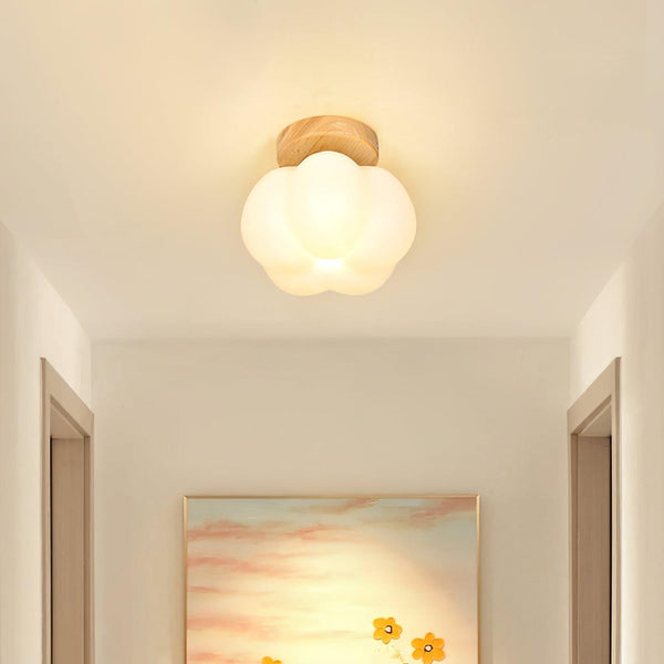 wood grain kapok flower flush mount ceiling light
