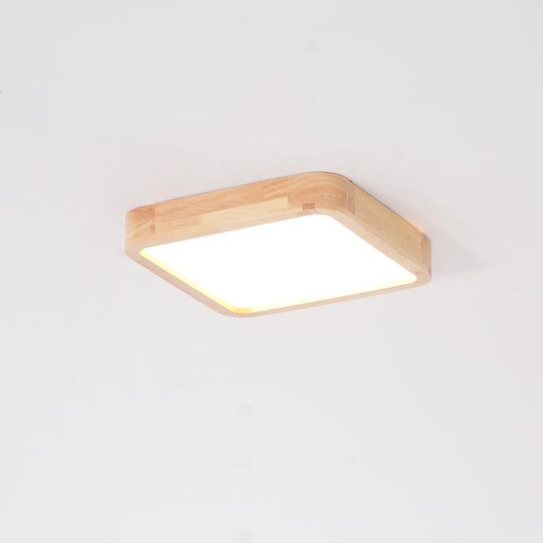wooden geometric led ceiling light with acrylic shade