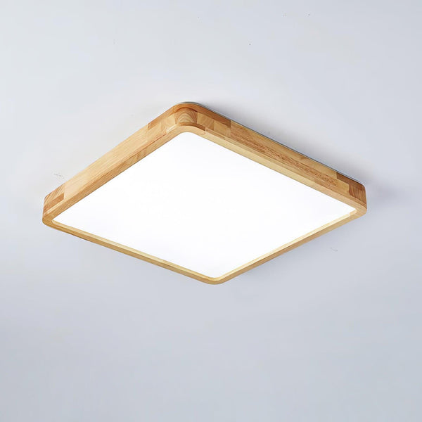 wooden geometric led ceiling light with acrylic shade